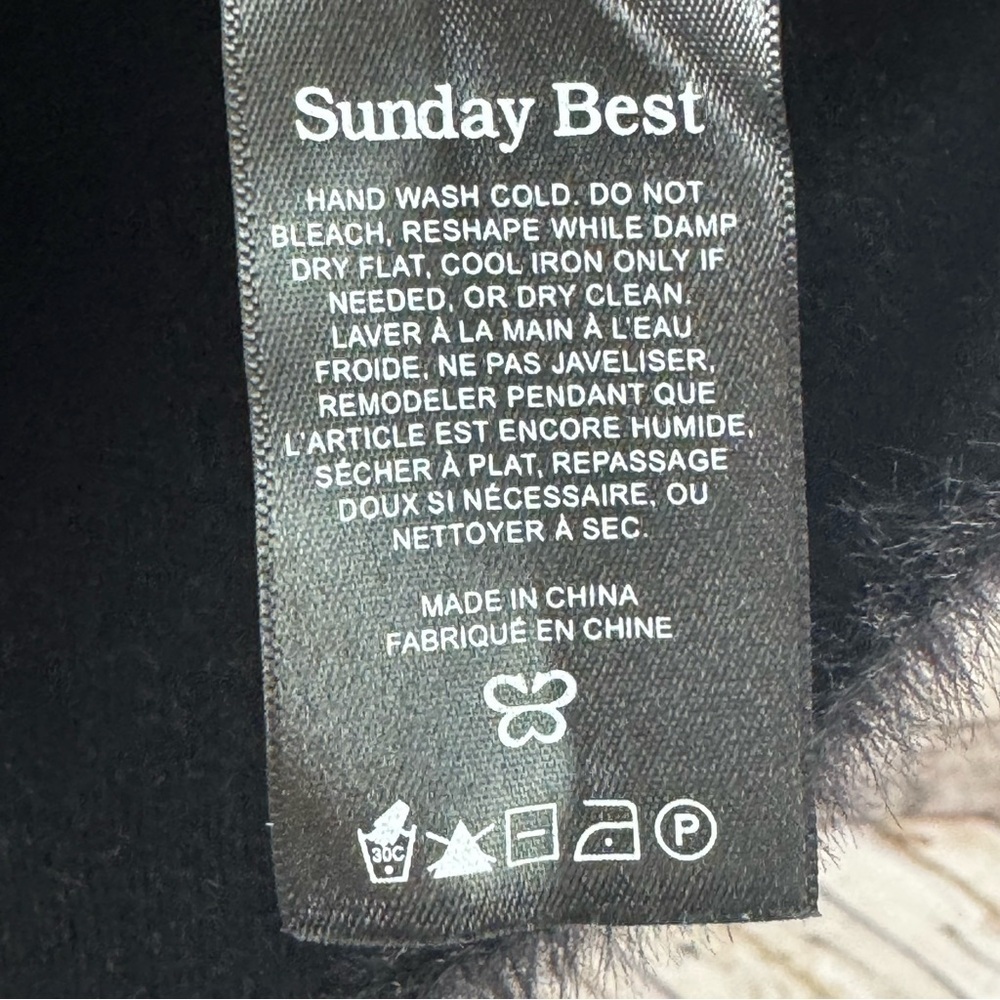 Sunday Best Aritzia Women's XS Black Montgomery Dress Fuzzy-Knit Faux Fur L/S - Picture 6 of 10